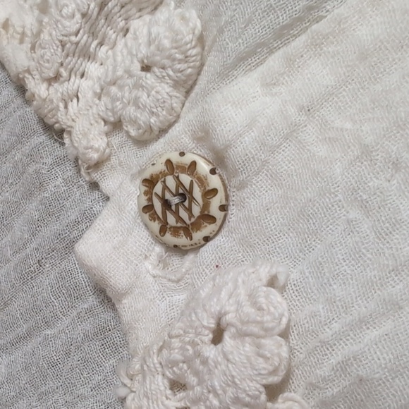 Vintage Mayvens of California Gauze Cotton Ivory Tunic Button Down Dress Size 16 - Picture 7 of 15